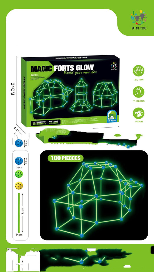 DIY Fort Building Kit – Luminous Playhouse Tent Construction Set