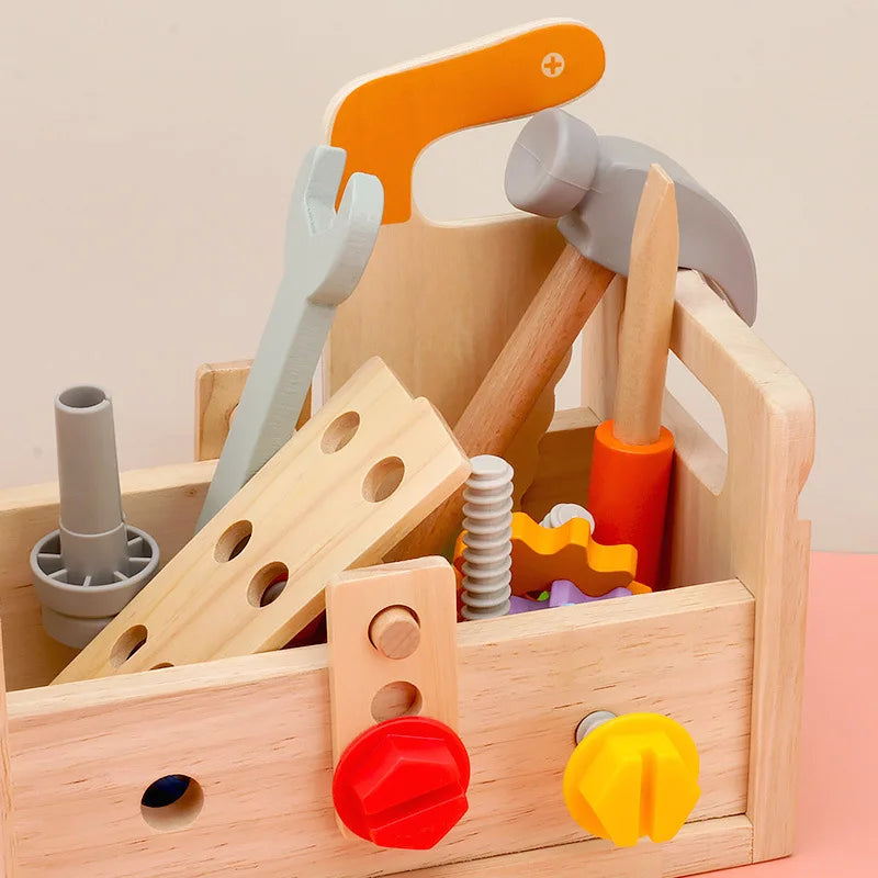 Wooden Toolbox Pretend Play Set for Kids