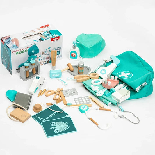 Wooden Doctor Pretend Play Set – Kids Medical Simulation Toy