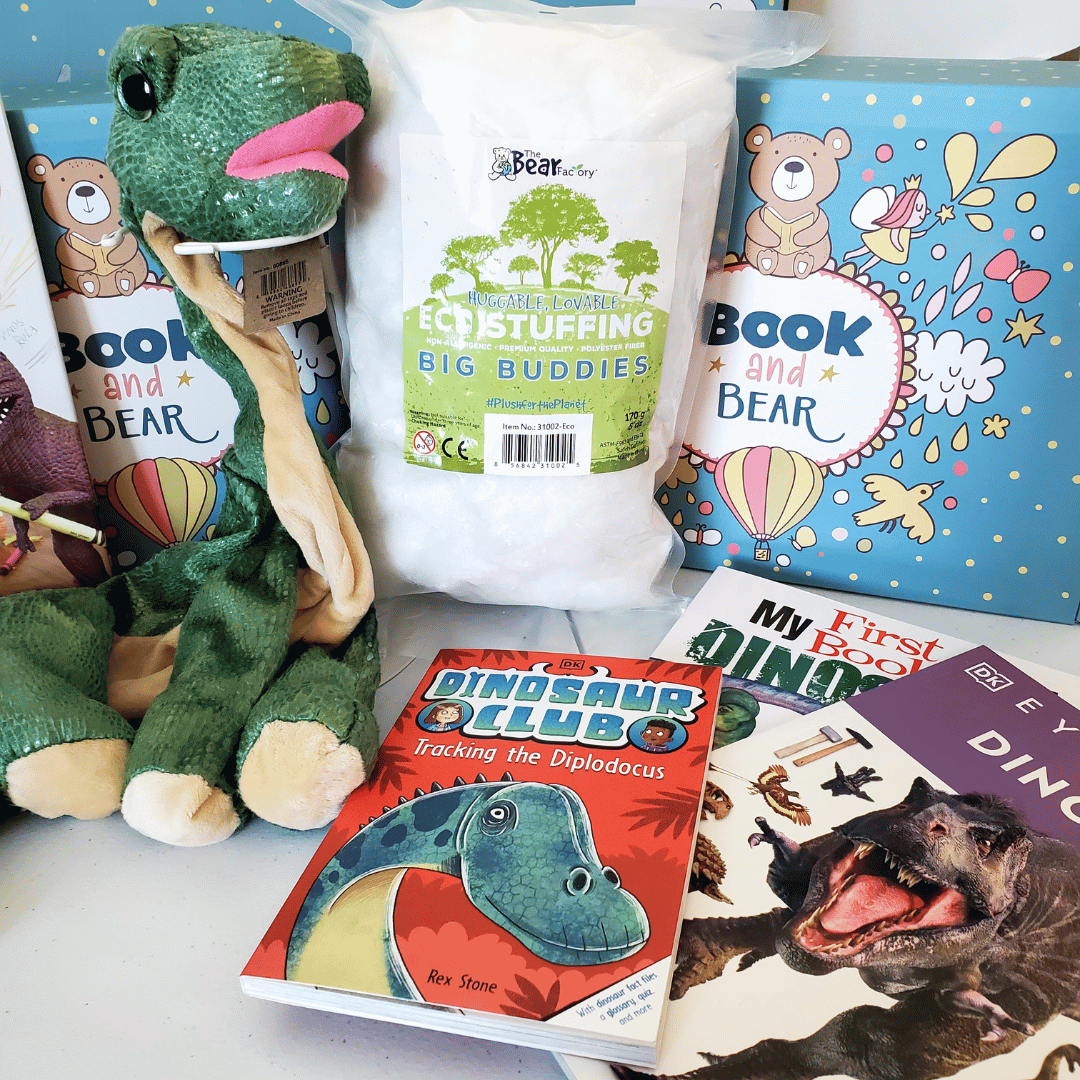 Dinosaur Stuffing Kit and Book Set + FREE 2nd Book