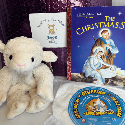 Christmas bitty lamb stuffing kit with Christmas book for kids
