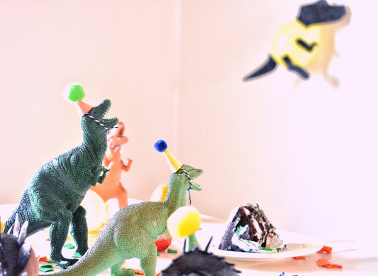 Plastic dinosaurs at a Dinosaur Birthday Party