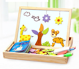 Wooden Magnetic Puzzle Board – 3D Educational Drawing Toy for Kids