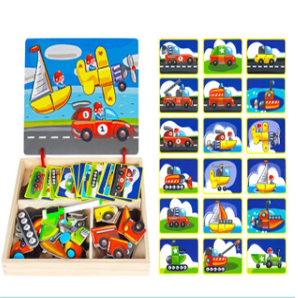 Wooden Magnetic Puzzle Board – 3D Educational Drawing Toy for Kids