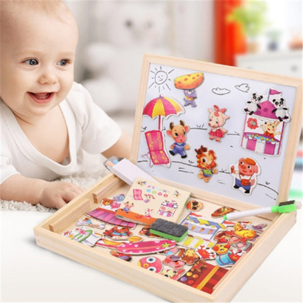 Wooden Magnetic Puzzle Board – 3D Educational Drawing Toy for Kids