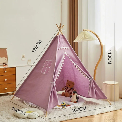 1.3M Indian Kids Tent Wigwam Tipi for Children Folding Indoor Outdoor