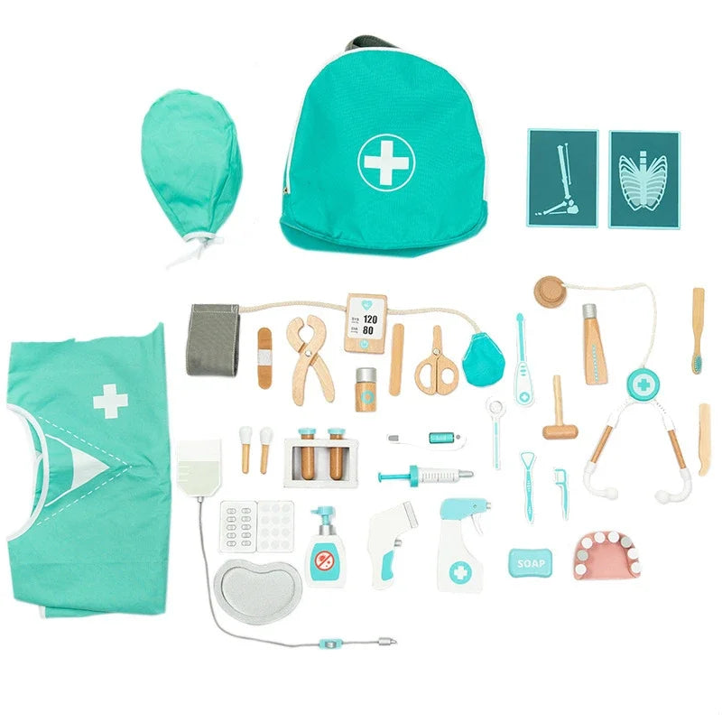 Wooden Doctor Pretend Play Set – Kids Medical Simulation Toy