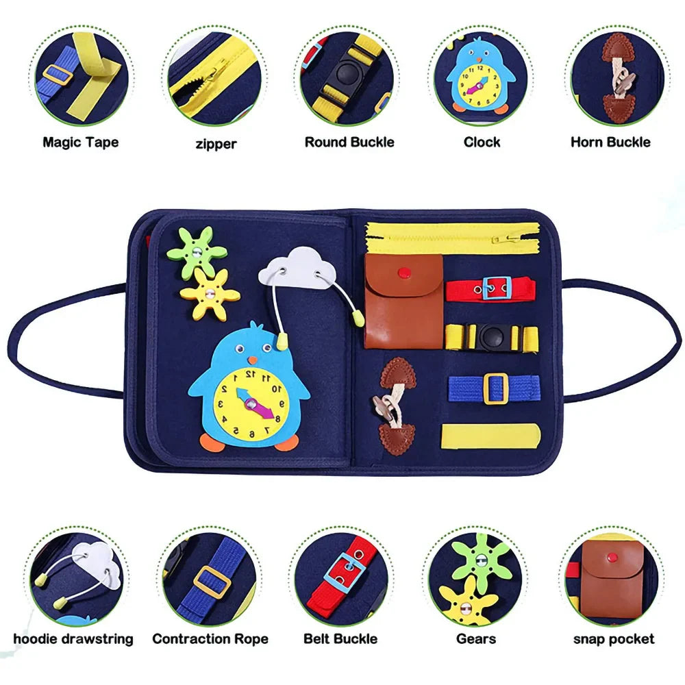 Busy Board Felt Cloth Book – Educational Toy for Toddlers