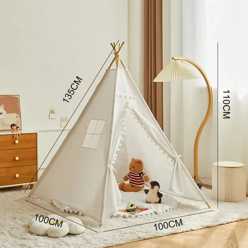 1.3M Indian Kids Tent Wigwam Tipi for Children Folding Indoor Outdoor