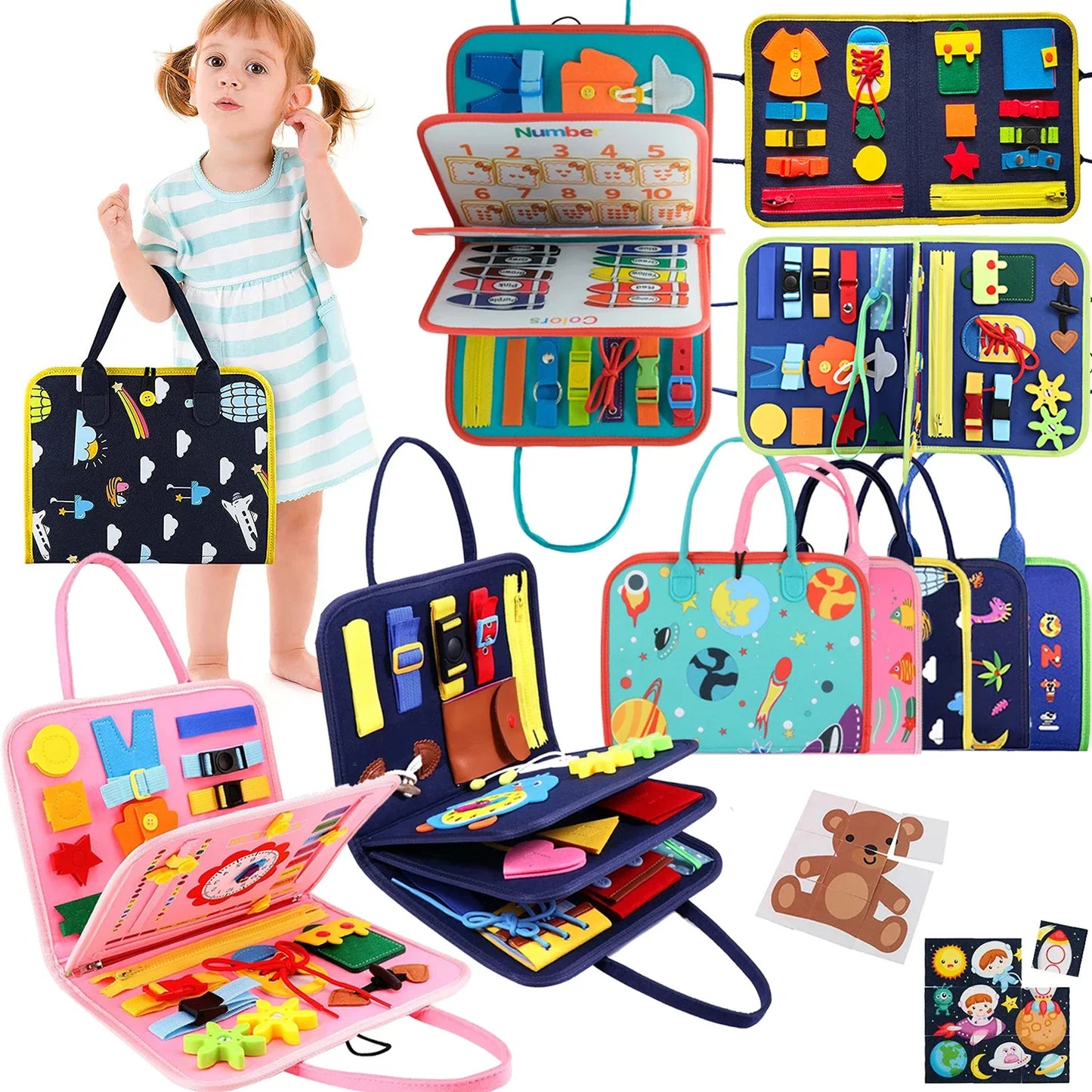 Busy Board Felt Cloth Book – Educational Toy for Toddlers