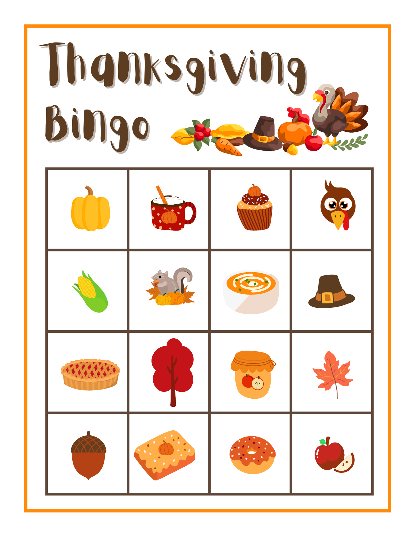 Thanksgiving Bingo Game - Printable