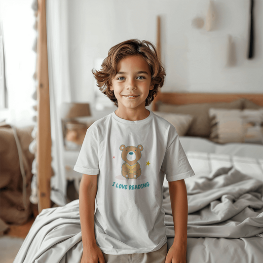 Bear I Love Reading Kids Short-Sleeved Tee