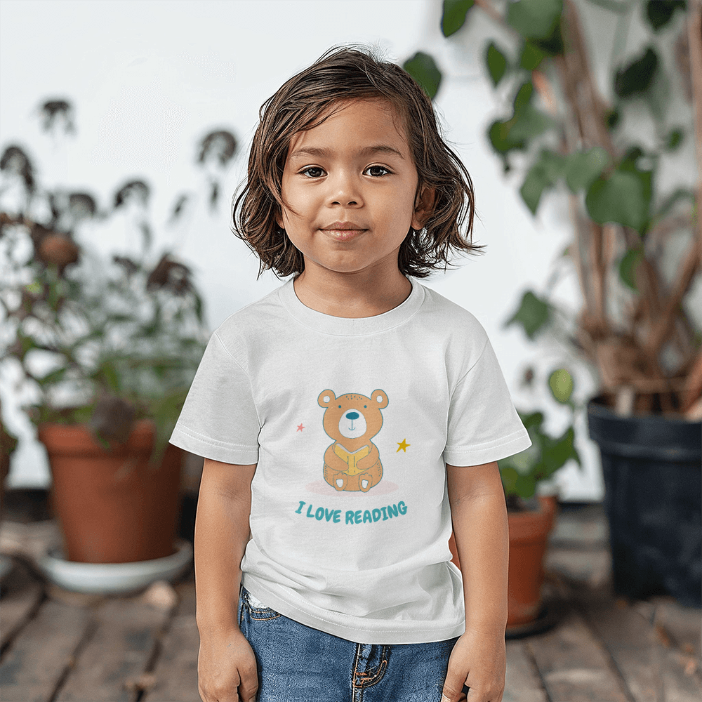 Bear I Love Reading Short Sleeved Toddler Tee