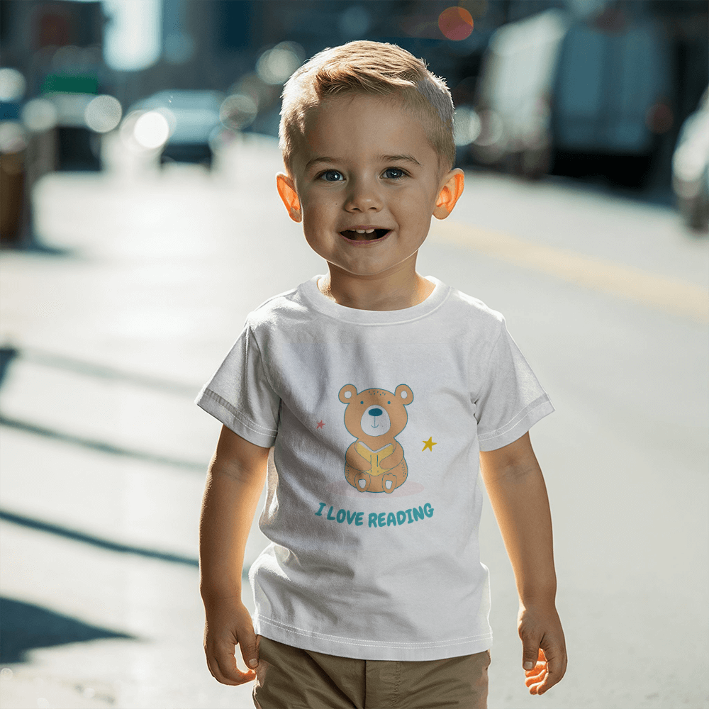 Bear I Love Reading Short Sleeved Toddler Tee