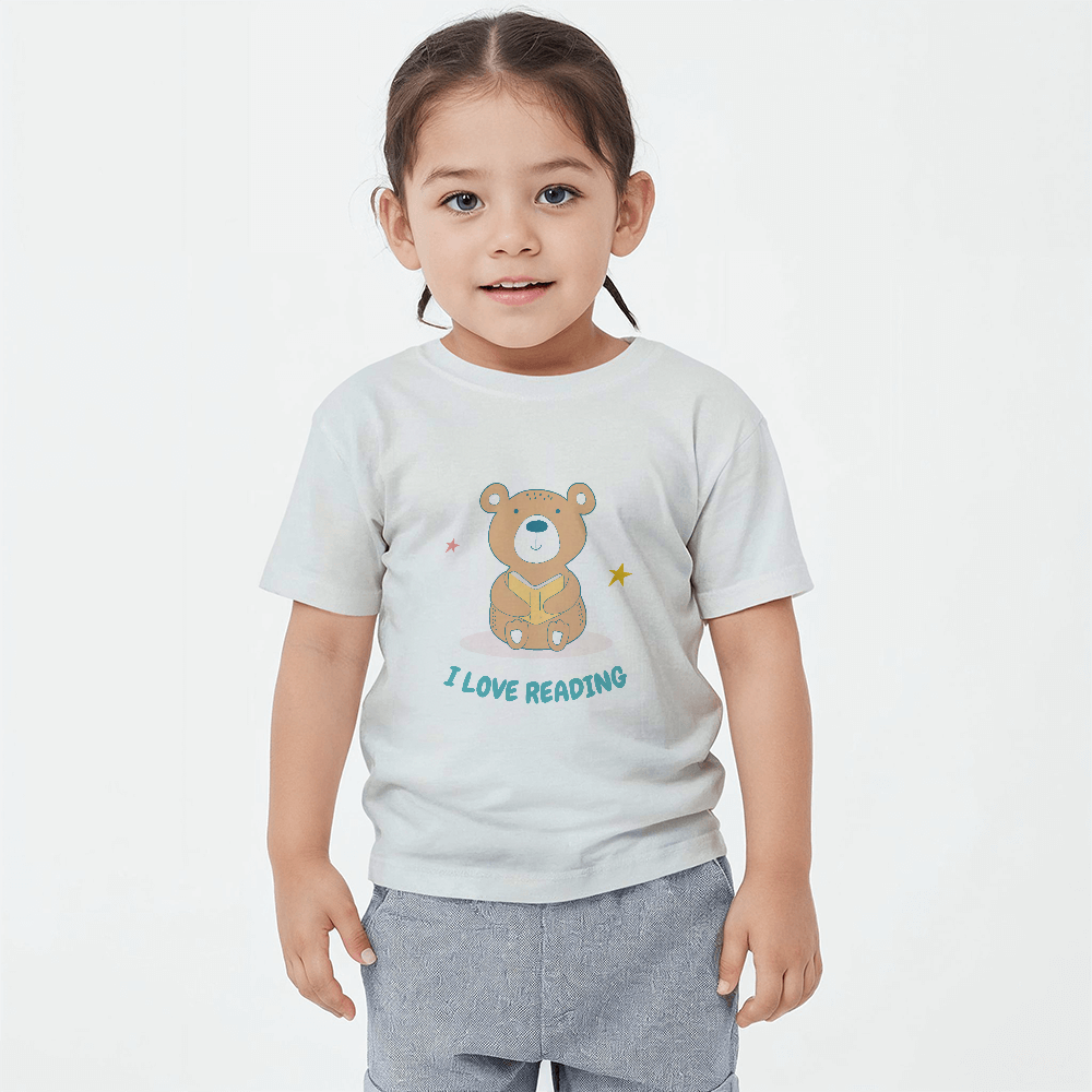 Bear I Love Reading Short Sleeved Toddler Tee