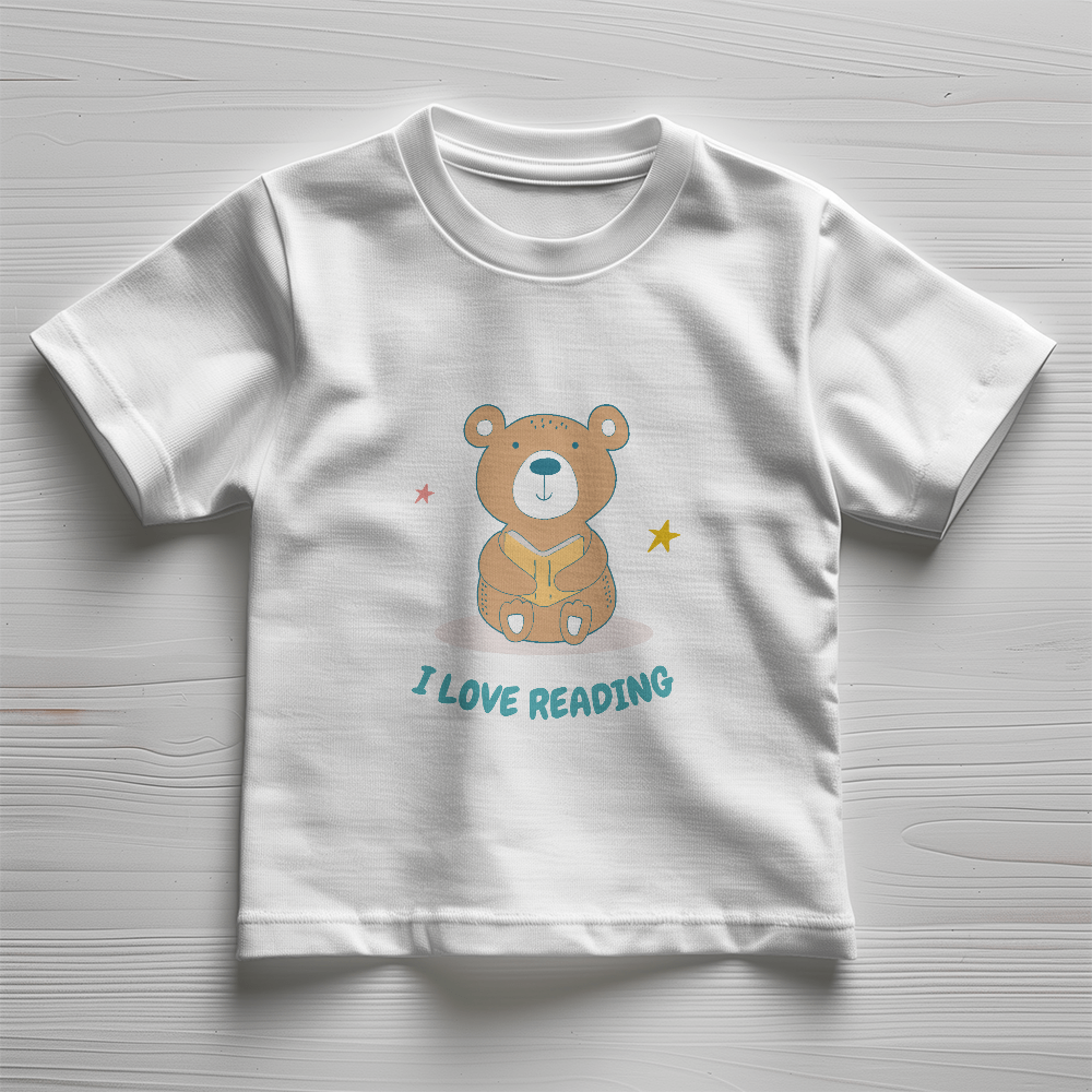 Bear I Love Reading Short Sleeved Toddler Tee