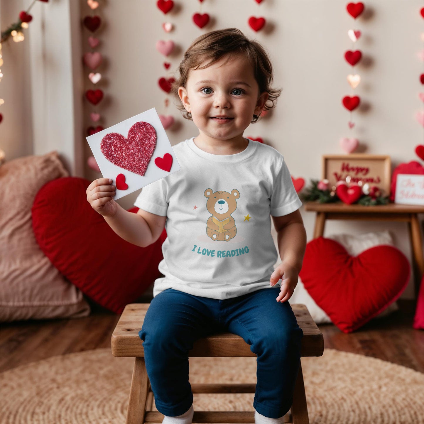 Bear I Love Reading Short Sleeved Toddler Tee