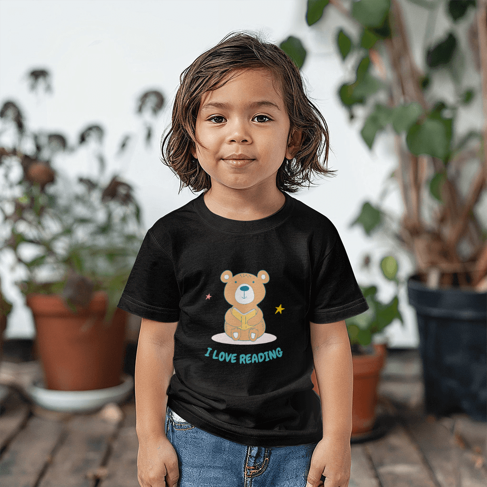 Bear I Love Reading Short Sleeved Toddler Tee