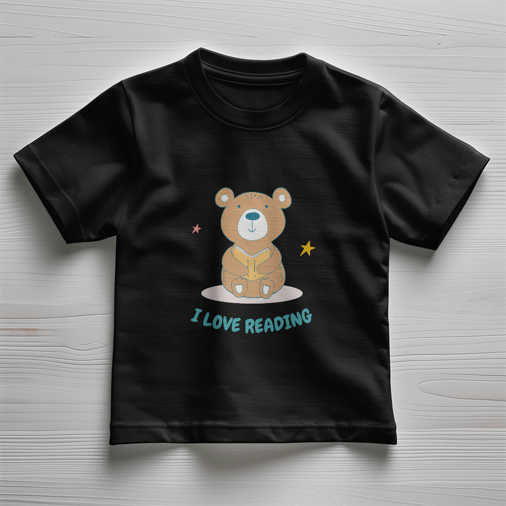 Bear I Love Reading Short Sleeved Toddler Tee