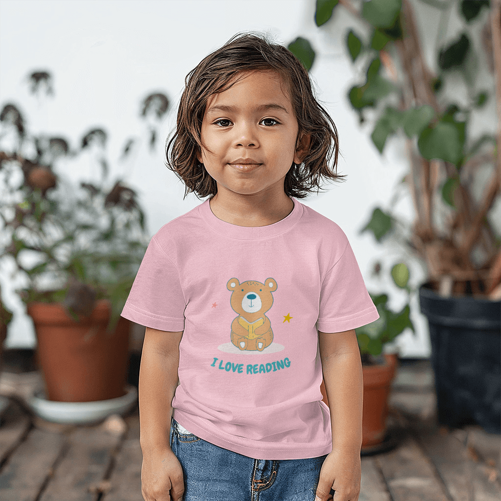 Bear I Love Reading Short Sleeved Toddler Tee