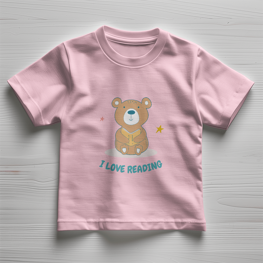 Bear I Love Reading Short Sleeved Toddler Tee