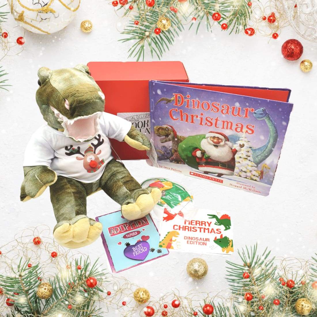 Christmas Dinosaur Stuffing Kit and Picture Book Boxed Set -