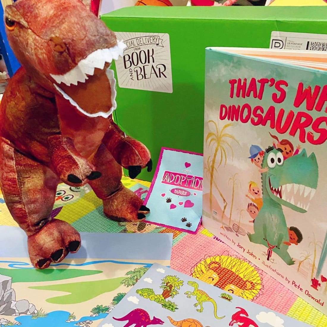 T-Rex Dinosaur Book and Bear Box Large T-Rex Ages 3-7 - 
